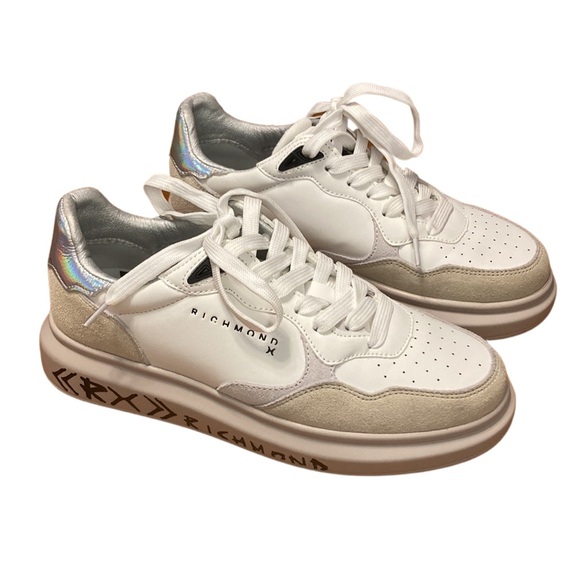 John Richmond Womens Size 38 White Tan Suede JRCH Richmond X RX Sneakers - Picture 1 of 10